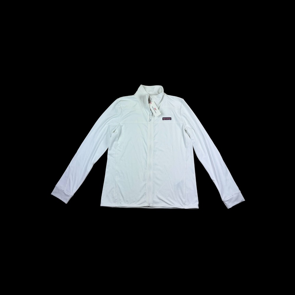 NEW Vineyard Vines Mens Sankaty Full Zip Shep Shirt White Cap Size M